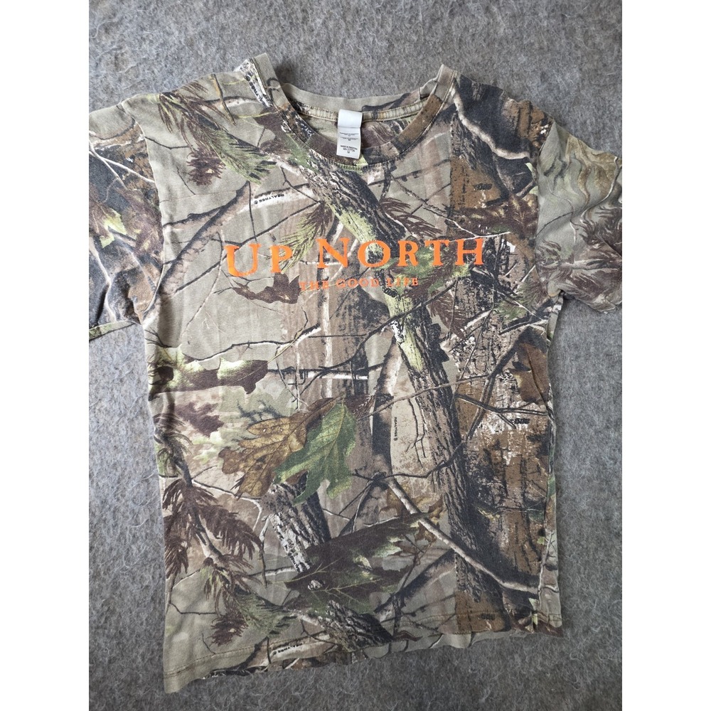 Code V Real Tree Camo T Shirt Adult Medium Camouflage Mens UP NORTH MICHIGAN